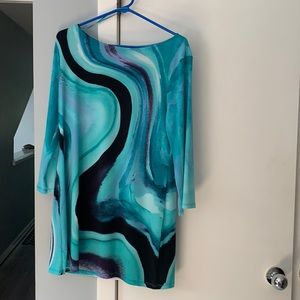 Ocean blue multi color, long sleeve, mini.
